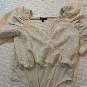Express Cream Puff Sleeve Bodysuit